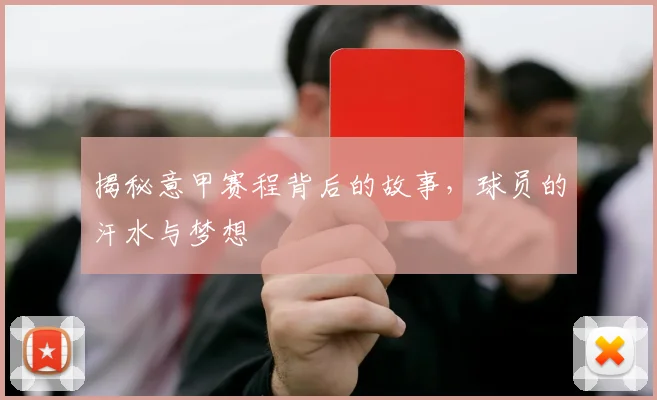 揭秘意甲赛程背后的故事，球员的汗水与梦想